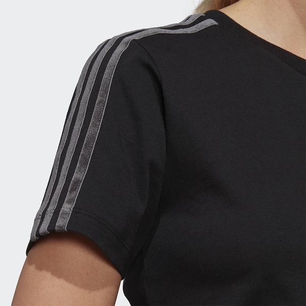 【五折出清】Adidas ORIGINALS TIGHT 女裝 短袖 T恤 絲絨三條線 金屬標 黑【運動世界】H18033 product thumbnail 7