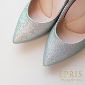 現貨 婚鞋推薦 波光粼粼珠光色手工婚鞋 高跟鞋婚鞋品牌 21.5-26 EPRIS艾佩絲-彩幻藍