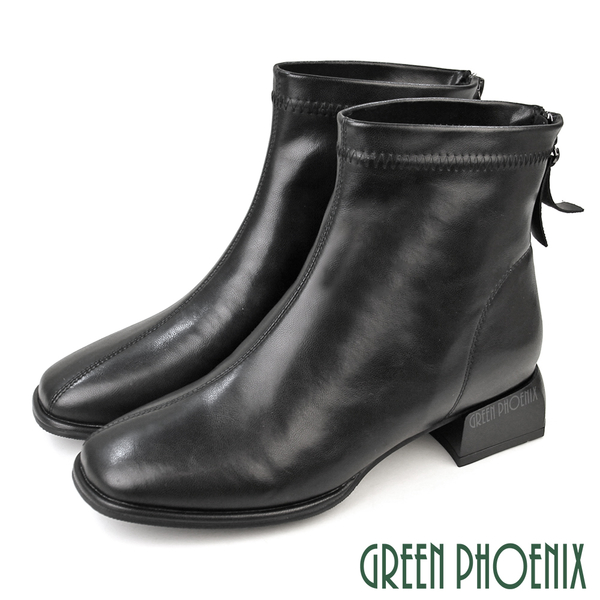 女靴 真皮短靴 貼腿靴 後拉鍊 羊皮 全真皮 短筒【GREEN PHOENIX 波兒德】U11-29118 product thumbnail 3