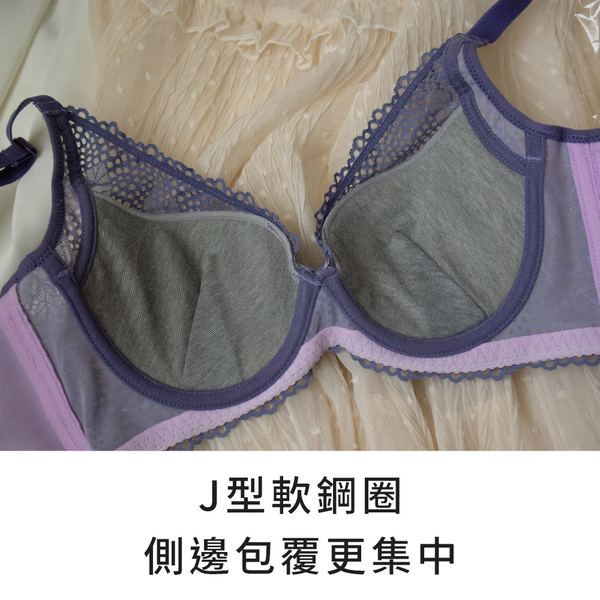 【玉如內衣】露之森內衣 B.C.D罩 性感 包覆 軟鋼圈 台灣製 ※0698淺紫 product thumbnail 7