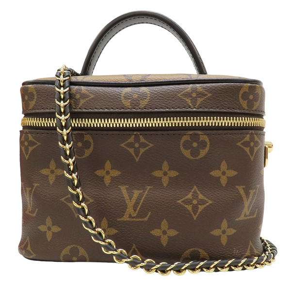 【二手名牌BRAND OFF】LOUIS VUITTON LV 路易威登 原花 PVC塗層帆布 VANITY PM 兩用包 M45165 (鎖頭沒有鑰匙)