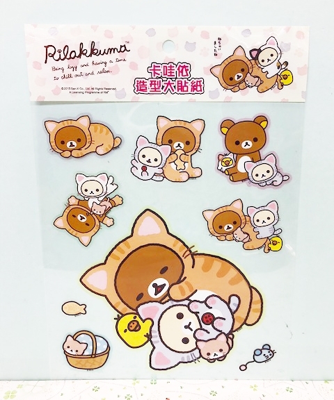 【震撼精品百貨】Rilakkuma San-X 拉拉熊懶懶熊~貼紙-假扮貓咪#19926