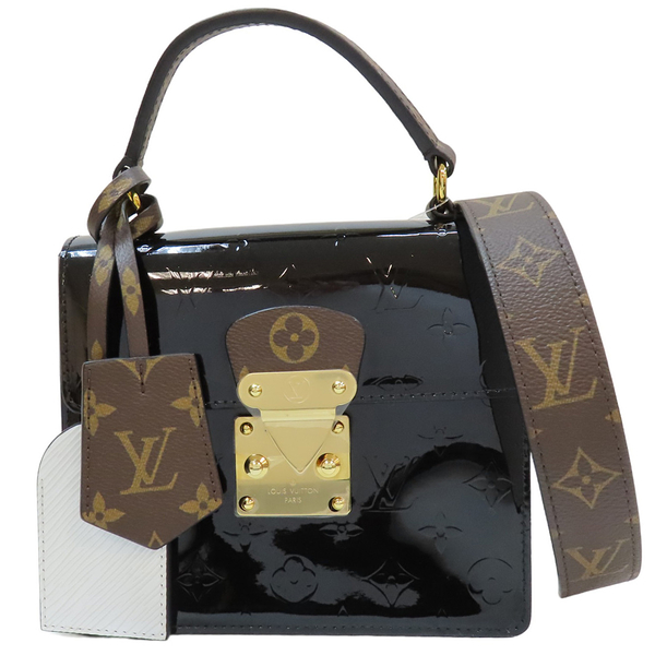 【二手名牌BRAND OFF】LOUIS VUITTON LV 路易威登 黑色漆皮 白色Epi水波紋 棕色原花PVC塗層帆布 两用包