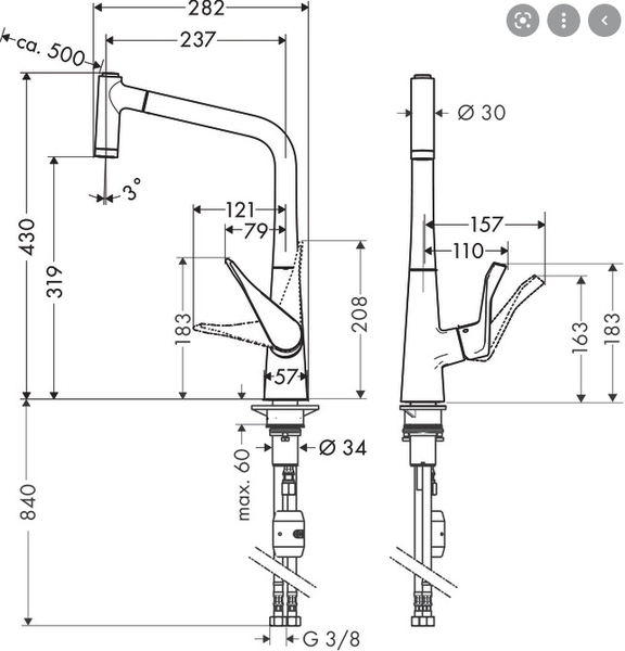 【麗室衛浴】德國HANSGROHE Metris M71 便利按壓開關 伸縮/抽拉 水槽龍頭/立式龍頭/吧檯/檯面龍頭 14820