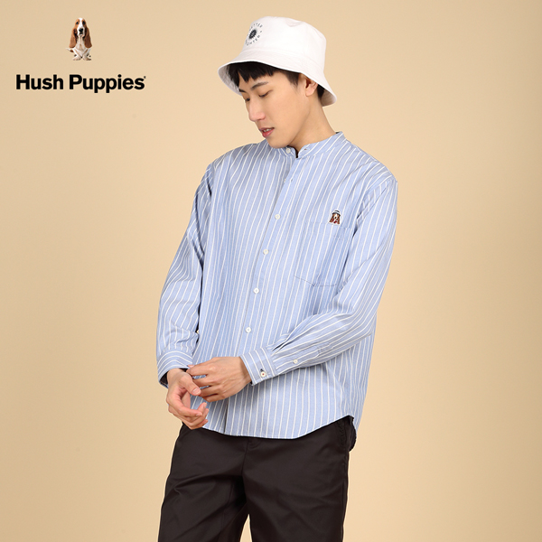 Hush Puppies 襯衫 男裝休閒直條紋漁夫帽狗亨利領襯衫 product thumbnail 4