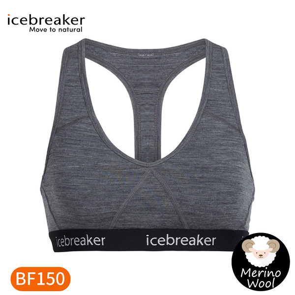 【Icebreaker 女 Sprite運動內衣BF150《砂石灰/黑》】IB103020/排汗內衣/運動背心