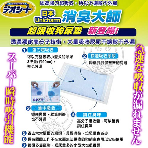 【培菓幸福寵物專營店】日本嬌聯Unicharm消臭大師 小型犬中型犬狗尿墊森林香 超吸收狗尿布 product thumbnail 8