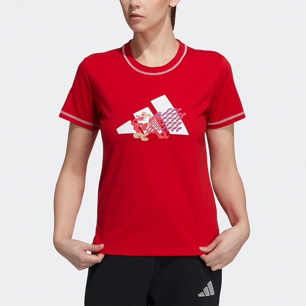 Adidas CNY 女裝 短袖 T恤 兩側開衩 純棉 農曆新年 孔雀 劉亦菲 紅【運動世界】GP0706 product thumbnail 2