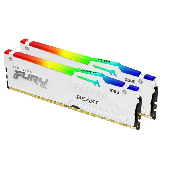 Kingston 金士頓 FURY Beast RGB 獸獵者 DDR5 5600 64GB(32Gx2) CL36 桌上型超頻記憶體(白) KF556C36BWEAK2-64