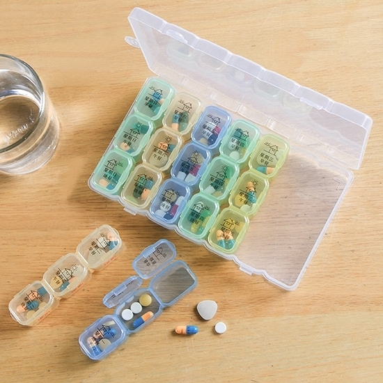 藥盒 旅行 隨身攜帶 雙層 分藥器 收納盒 分類 小物 一周藥盒【A047】color me