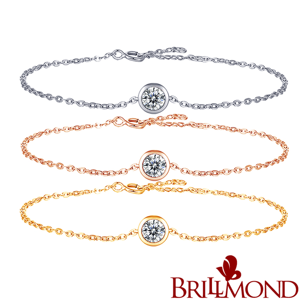 【BRILLMOND JEWELRY】鑽石手鍊 20分 18K金 歐式三色選(主石20分 D/SI1 18K金台+鍊)