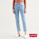 Levis 女款 501Crop高腰合身直筒排釦牛仔長褲 / 淺藍石洗 / 及踝款 / 彈性布料
