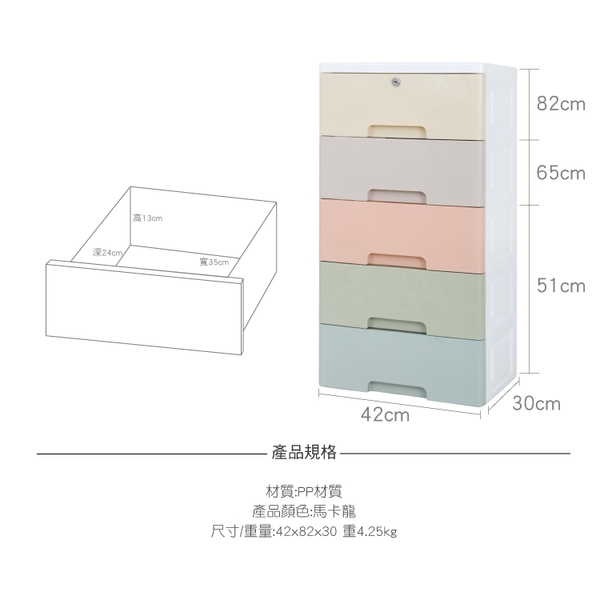 SINDIP 42面寬 五層馬卡龍收納櫃 附輪附鎖 另有18面寬/24面寬 product thumbnail 4