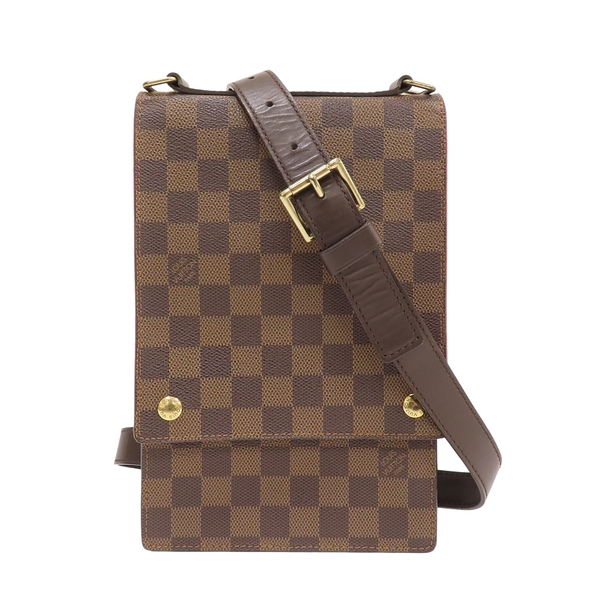 【二手名牌BRAND OFF】LOUIS VUITTON LV 路易威登 棕色 棋盤格 PVC塗層帆布 斜背包