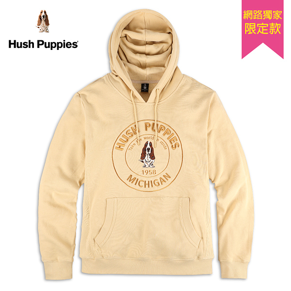 Hush Puppies 帽T 男裝經典品牌圓章刺繡狗連帽上衣