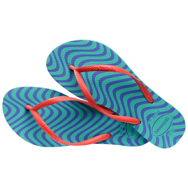 havaianas 哈瓦士 巴西人字拖 女款 Slim Harmony 綠波浪橘帶 涼鞋 拖鞋 夾腳拖【南風百貨】 product thumbnail 2