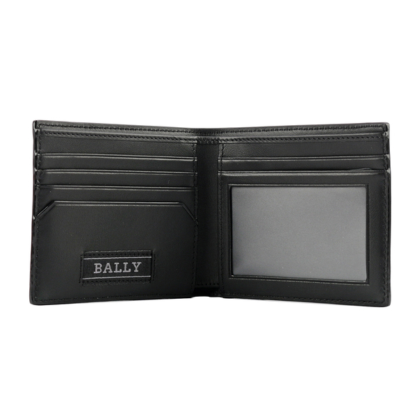 【BALLY】Bonett 紅白織帶牛皮對開證件照短夾(黑色) 6232176