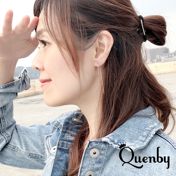 Quenby 聖誕交換禮物 韓系平價飾品 韓劇太陽的後裔同款簡約耳線型不對稱耳環/耳針-3件組