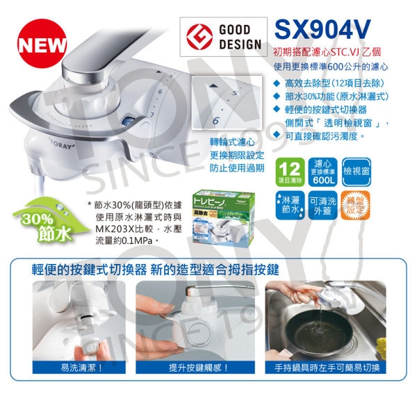 【東麗30周年-買就送超細纖維拭淨布】日本東麗 家用淨水器1.6L/分 SX904V總代理貨品質保證 product thumbnail 5