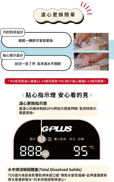 【G-PLUS 拓勤】GP純喝水-RO移動式瞬熱開飲機+另外贈送PAC+CF濾心組(附SGS多項水質檢測證明) product thumbnail 6