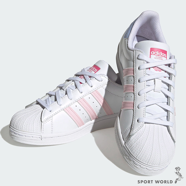 Adidas Superstar 女鞋 休閒鞋 貝殼頭 皮革 白粉【運動世界】HQ1906 product thumbnail 6