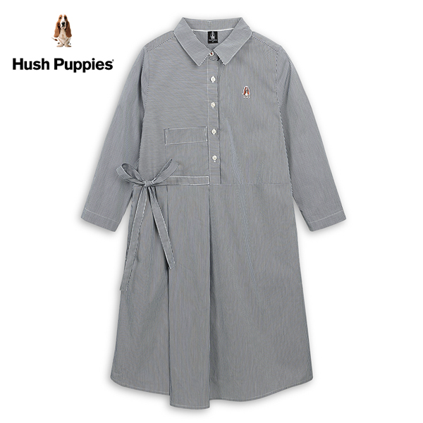 Hush Puppies 洋裝 女裝細條紋綁帶七分袖襯衫領洋裝 product thumbnail 3