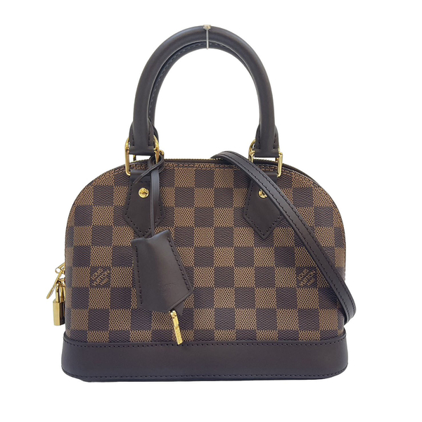 【二手名牌BRAND OFF】LOUIS VUITTON LV 路易威登 棕色 PVC塗層帆布 棋盤格 Alma BB 兩用包 N40606