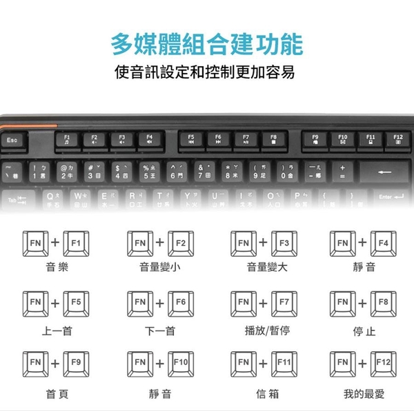 INTOPIC 廣鼎低噪多媒體有線鍵盤 (KBD-101) product thumbnail 4