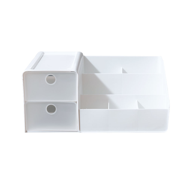 威瑪索 簡約桌面收納盒 雙抽屜八分格收納-白色 product thumbnail 2