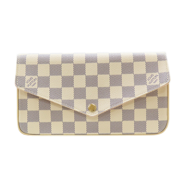 【二手名牌BRAND OFF】LOUIS VUITTON LV 路易威登 白色 PVC塗層帆布 棋盤格 Pochette Felicie 肩背包 N63106