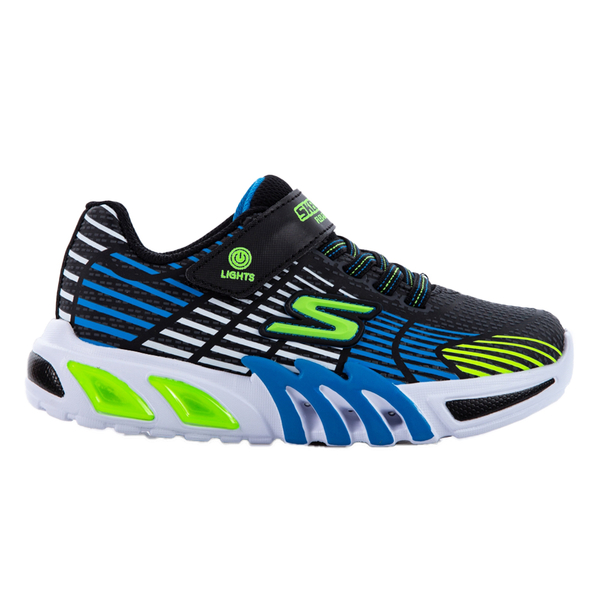 SKECHERS FLEX-GLOW ELITE 黑綠 小童 閃燈 魔鬼氈 運動鞋 400135NBBLM product thumbnail 2