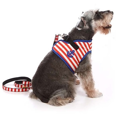 狗牽繩-條紋水手風保護型中小型犬適用寵物胸背帶拉繩2色72ao11【時尚巴黎】