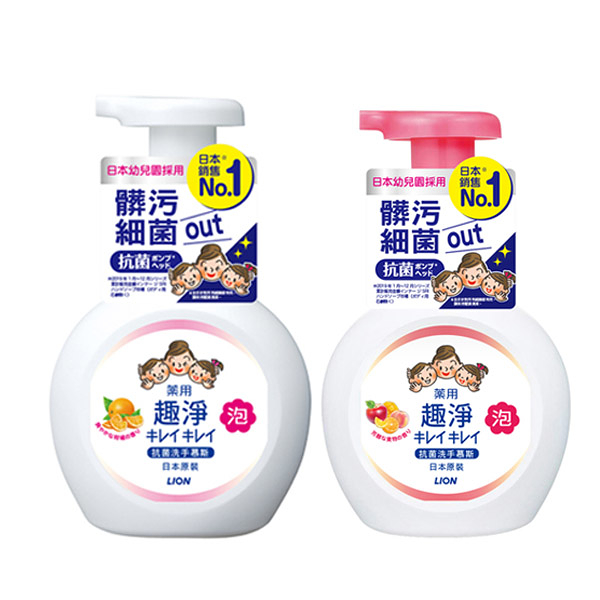 日本獅王趣淨洗手慕斯250ml-清新果香/清爽柑橘