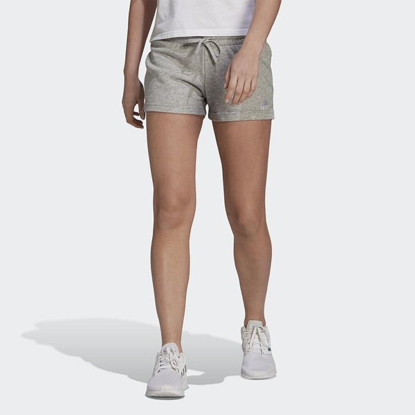 【現貨】Adidas Essentials Regular 女裝 短褲 休閒 兩側開衩 抽繩 棉 灰【運動世界】GM5602 product thumbnail 3