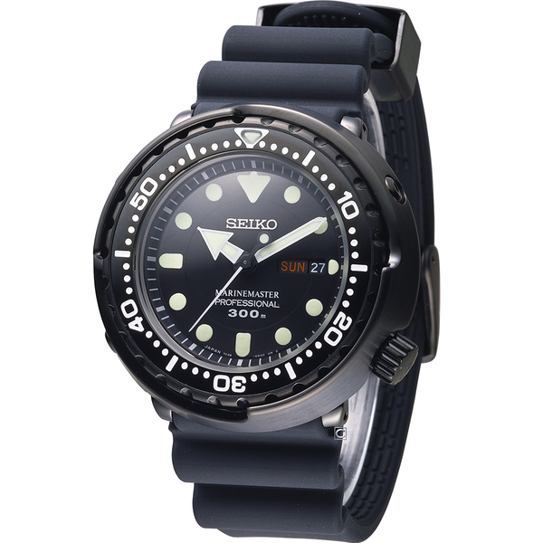 SEIKO PROSPEX 鮪魚罐頭專業運動潛水錶7C46-0AG0D(SBBN035J)黑/48mm