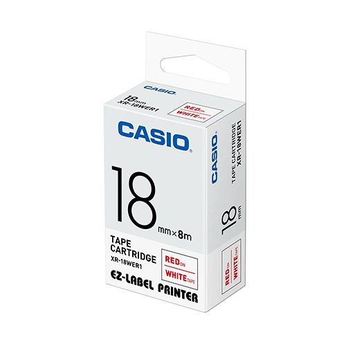 CASIO 卡西歐 XR-18WER1 18mm 白底紅字 標誌帶/標籤帶