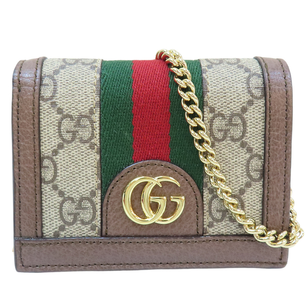 【二手名牌BRAND OFF】GUCCI 古馳 烏木色 PVC塗層帆布 Ophidia GG WOC 斜背包 625711