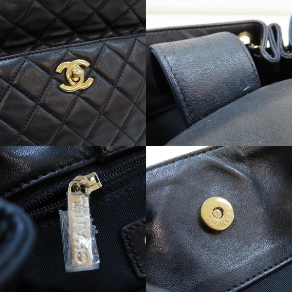 【二手名牌BRAND OFF】CHANEL 香奈兒 黑色 羊皮 菱格紋 水桶包 (無卡) product thumbnail 10