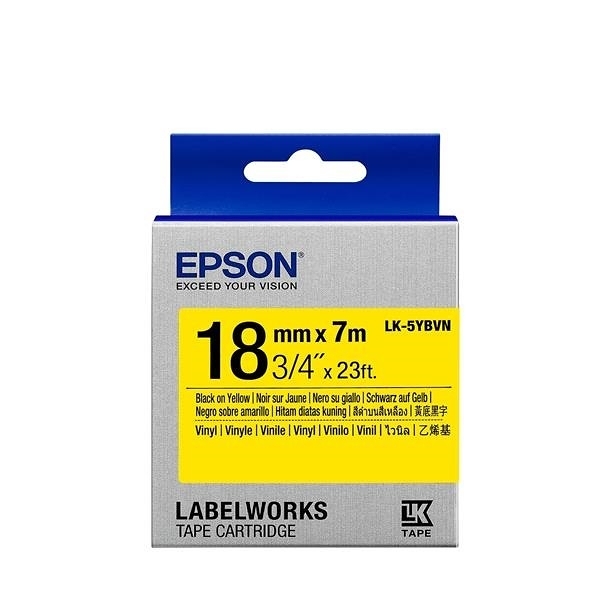 EPSON LK-5YBVN 原廠標籤帶(耐久18mm)黃黑 C53S655424