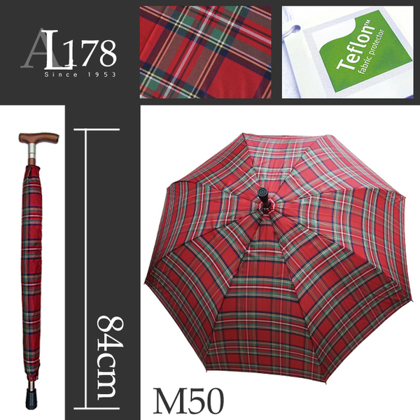 雨傘 萊登傘 兩用型 健行傘 輔助 長輩禮物 超撥水 止滑 耐用 Leotern 紅綠格紋 product thumbnail 4