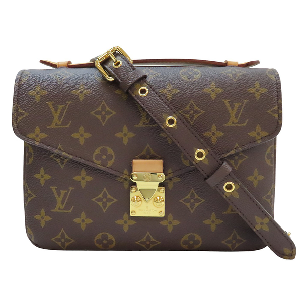 【二手名牌BRAND OFF】LOUIS VUITTON LV 路易威登 棕色 原花帆布 Pochette Metis單肩包 金扣 M44875