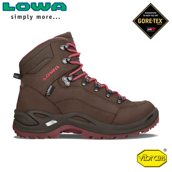 【LOWA 德國 女 Renegade GTX Mid 中筒多功能健行鞋《咖啡/桃紅》】LW320945/登山鞋/中筒靴/徒步鞋