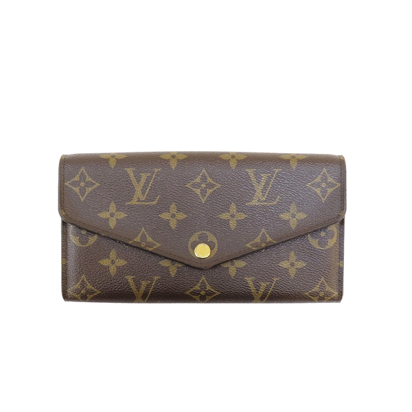 LOUIS VUITTON LV 路易威登 原花 PVC塗層帆布 Sarah 扣式長夾 M62235 【二手名牌BRAND OFF】