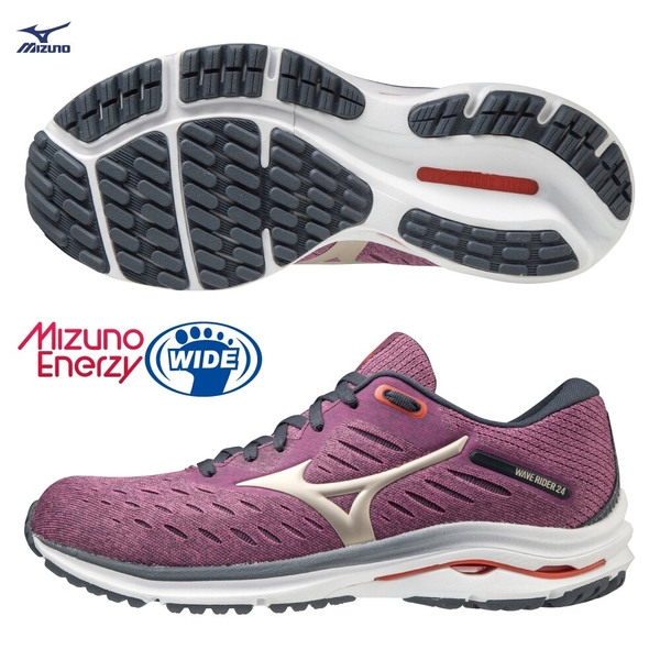 MIZUNO WAVE RIDER 24 WIDE 女鞋 慢跑 寬楦 ENERZY中底 避震 紫【運動世界】 J1GD200642