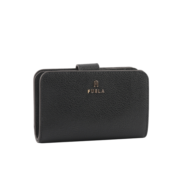 【FURLA】Magnolia 拱門標誌拉鍊零錢袋釦式中夾(黑色) WP00193 AX0732 O6000