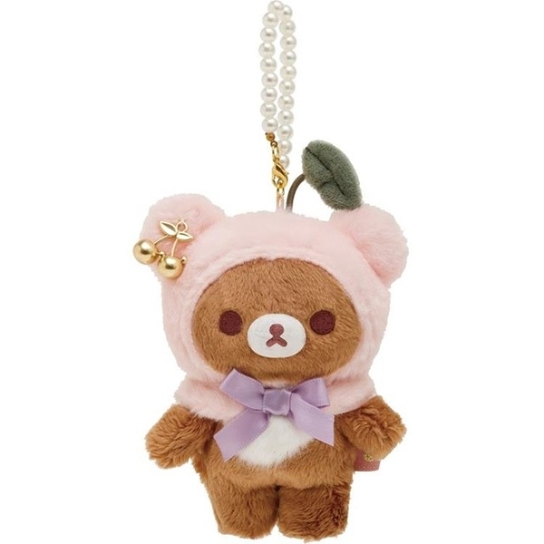 【震撼精品百貨】Rilakkuma San-X 拉拉熊懶懶熊~拉拉熊 鬆弛熊 蜜茶熊絨毛玩偶吊飾(寶石櫻桃)*81416