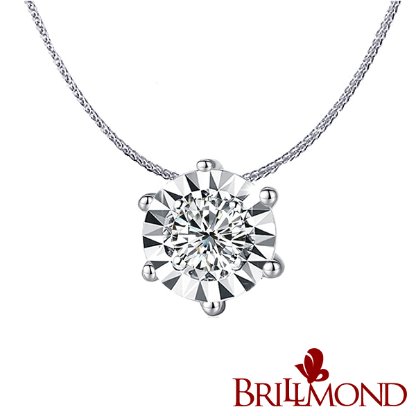 【BRILLMOND】GIA 1克拉18K金光芒閃耀鑽墜(18K白金台+鍊)