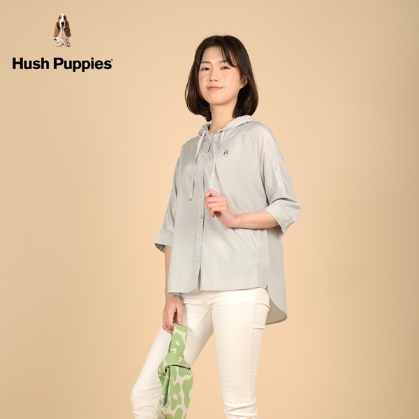 Hush Puppies 襯衫 女裝輕薄開襟寬袖連帽襯衫 product thumbnail 4