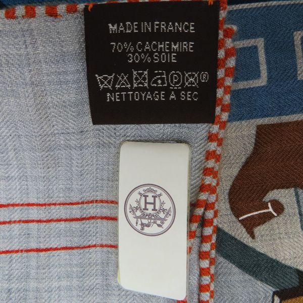 【二手名牌BRAND OFF】HERMES 愛馬仕 灰色 喀什米爾 Hermes Horse Club Shawl 140 圍巾 product thumbnail 3