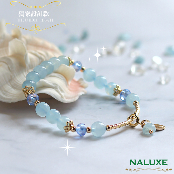 水晶【Naluxe】海藍寶設計款開運手鍊(藍天伴月)(3月誕生石、增加自信、加強表達能力) product thumbnail 5